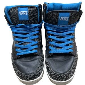 Vintage Y2K Vans Rowdy Chunky Tongue Leather Skate Sneakers Black/Blue Size 13